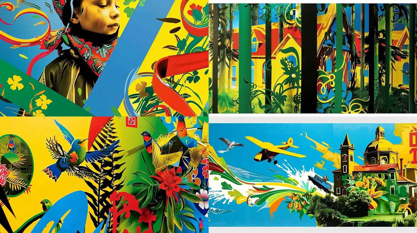 Eclectic Tropical Vivacity: A Fusion of Surrealism and Fauvism with a Modern Twist - Midjourney sref style