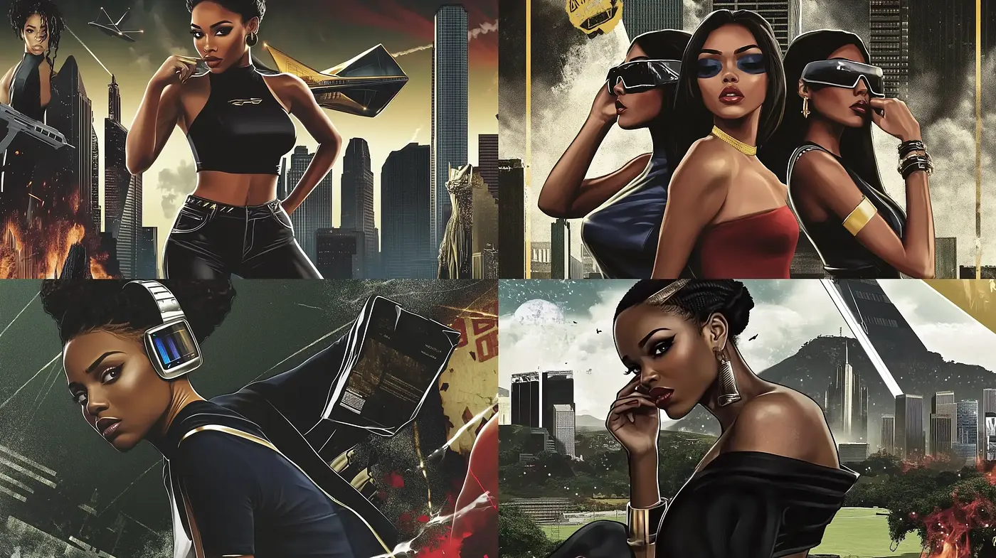 Futuristic Noir Elegance with a Warm Cinematic Palette - Midjourney sref style