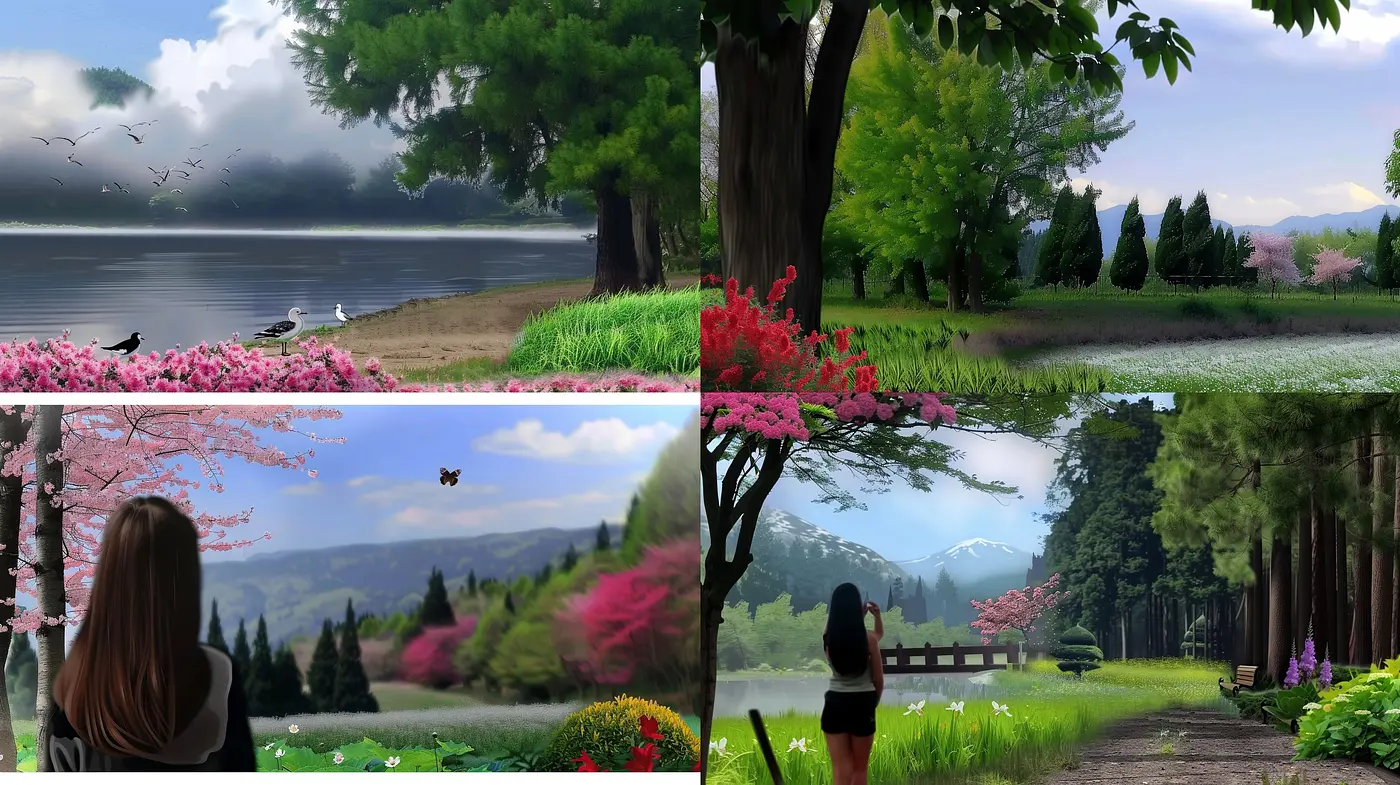Serene Nature's Hues: A Synthesis of Calm and Vibrancy in Digital Brushwork - Midjourney sref style
