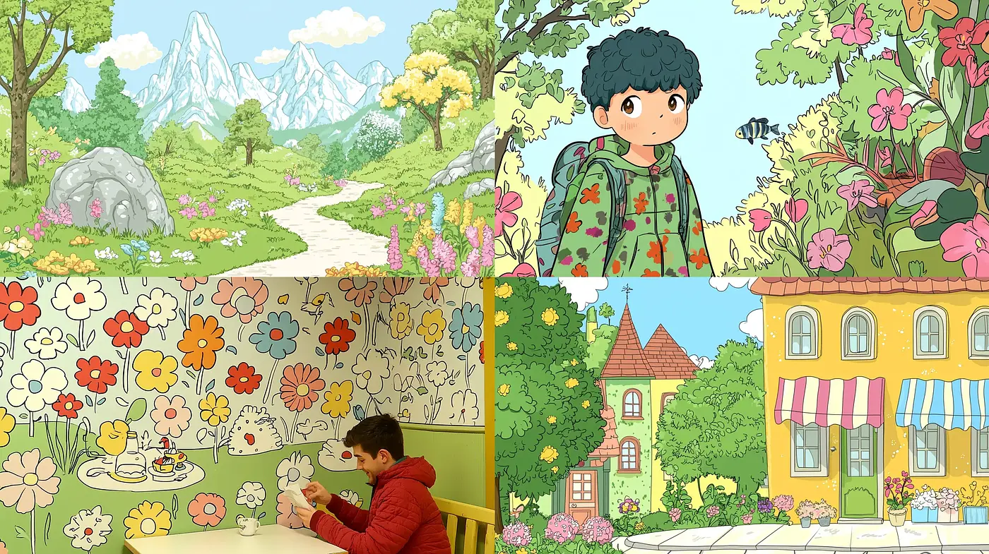 Vibrant Storybook Serenity with Whimsical Warmth - Midjourney sref style
