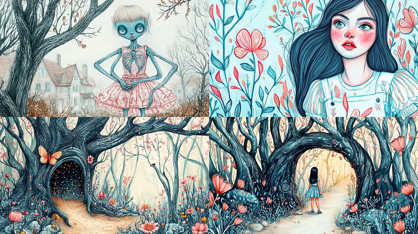 Whimsical Nature-Inspired Dreamscapes with Ethereal Textures - Midjourney sref style