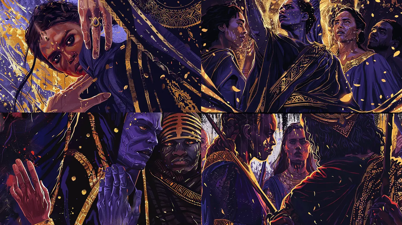 Ethereal Golden Twilight: A Mystic Fusion of Dusk Hues and Lustrous Highlights - Midjourney sref style