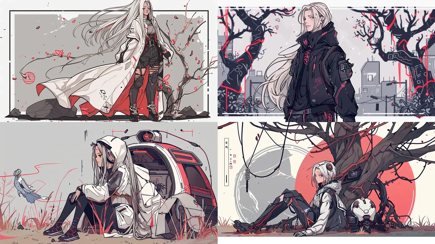 Gothic Elegance meets Modern Anime in a Twilight Palette - Midjourney sref style