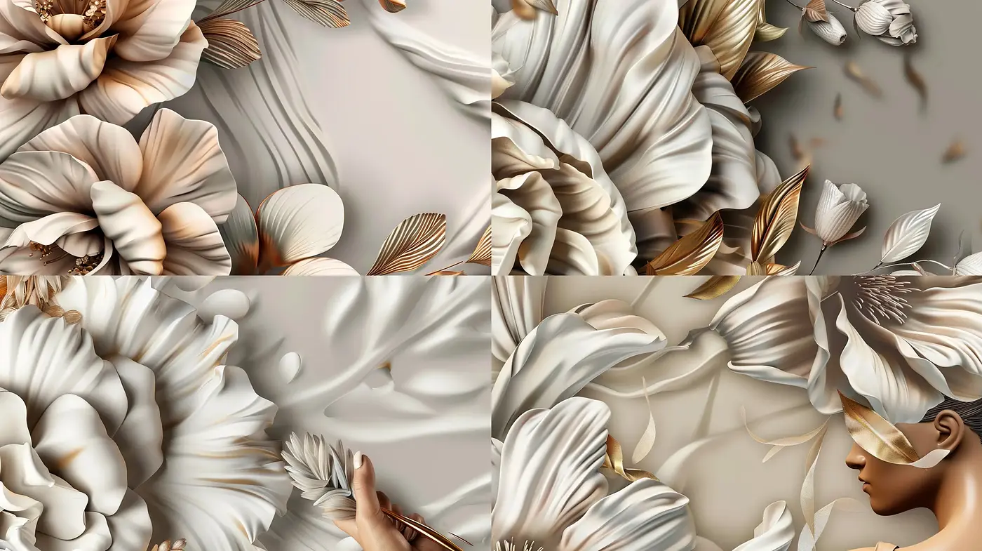Ethereal Florals in Monochromatic Opulence - Midjourney sref style
