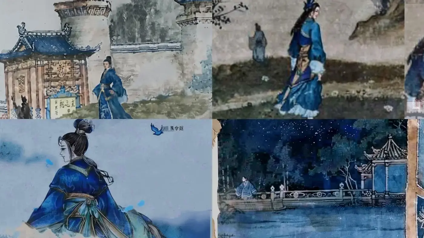 Serene Watercolor Scenes with Cultural Influences and Mystical Atmosphere - Midjourney sref style