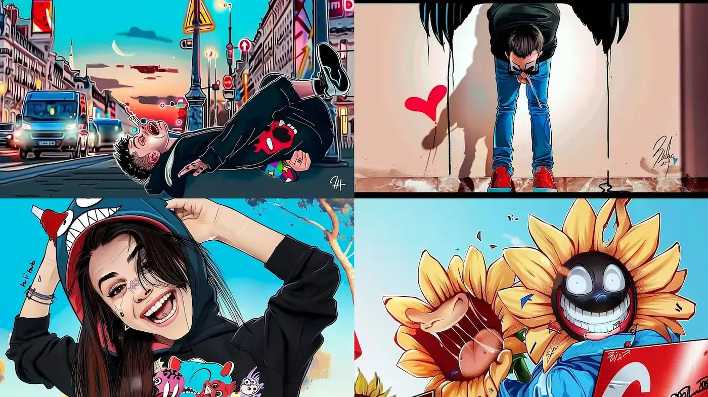 Vibrant and Playful Urban Illustrations with a Modern Cartoon Influence - Midjourney sref style