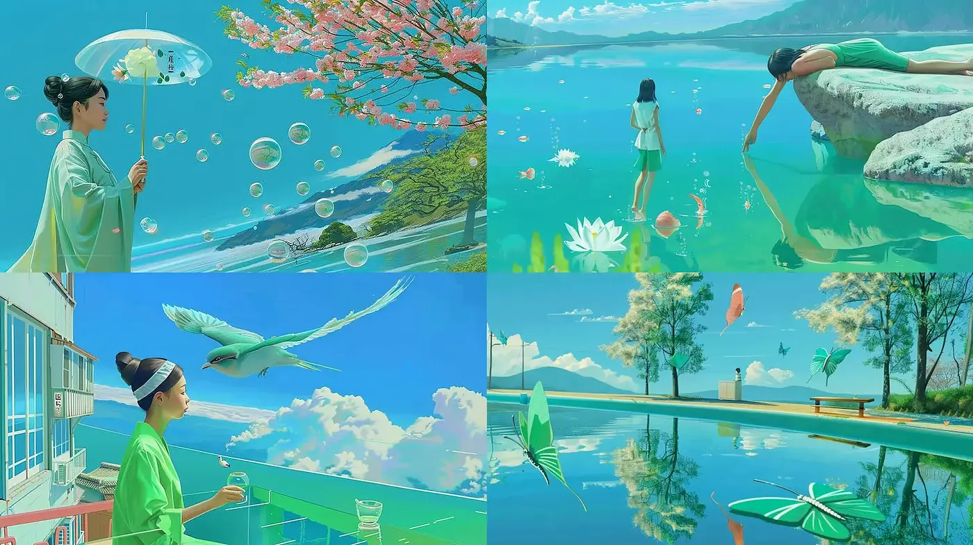 Serene and Dreamlike Aesthetic with Nature Elements - Midjourney sref style