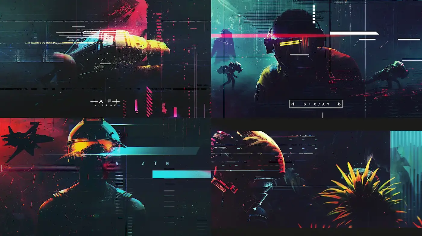 Futuristic Cyberpunk Aesthetic with Glitch Elements - Midjourney sref style