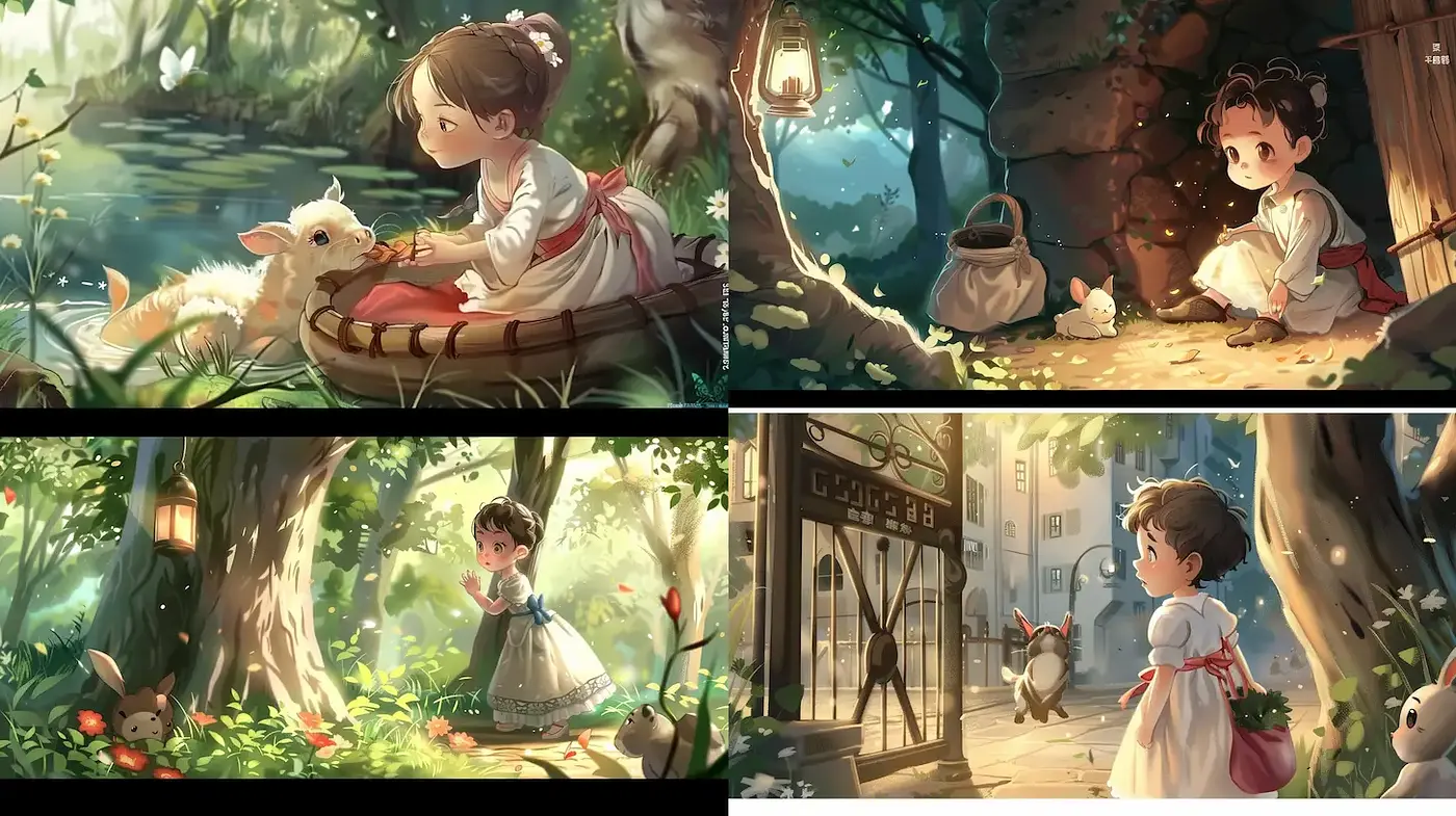 Enchanting Whimsy: A Harmonious Blend of Playful Nature and Charming Characters - Midjourney sref style