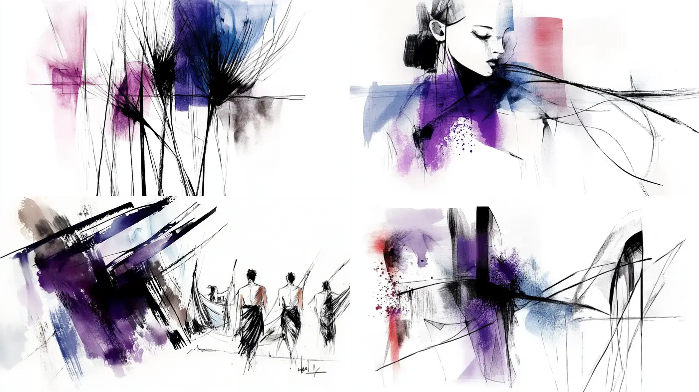 Ethereal Ink Wash Dreamscape - Midjourney sref style