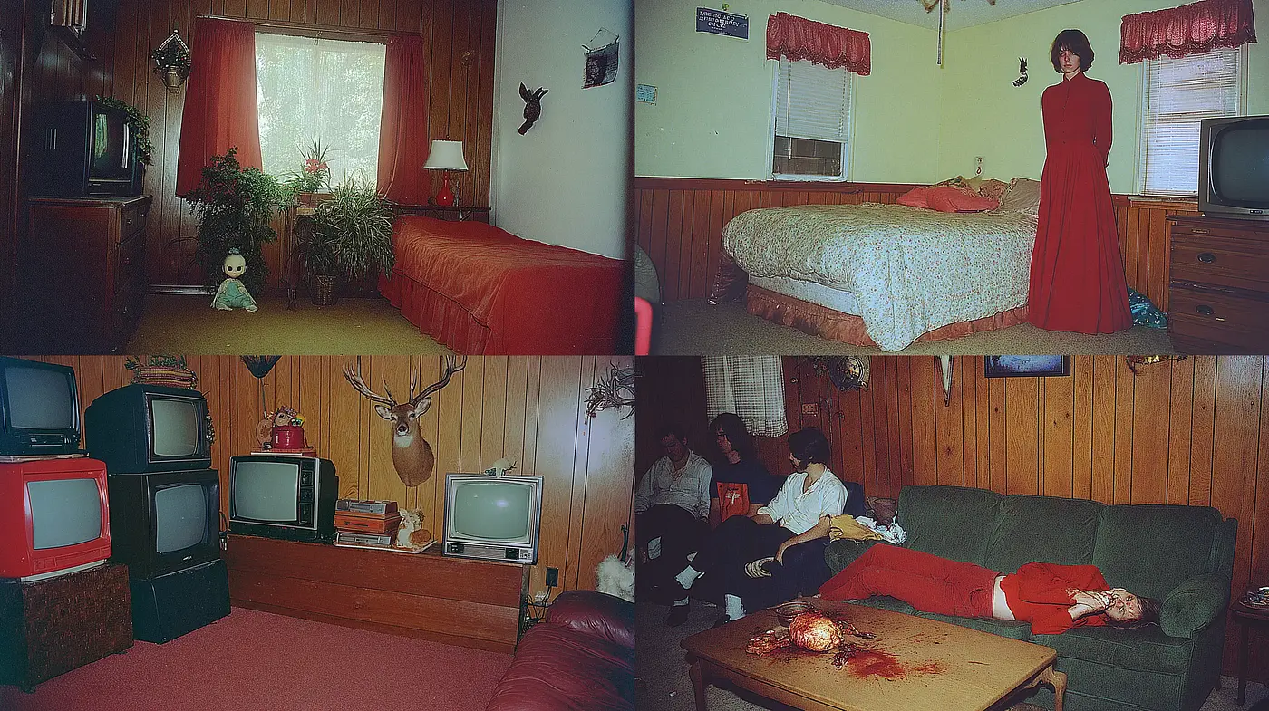 Nostalgic and Eerie Domestic Spaces with a Retro Aesthetic - Midjourney sref style