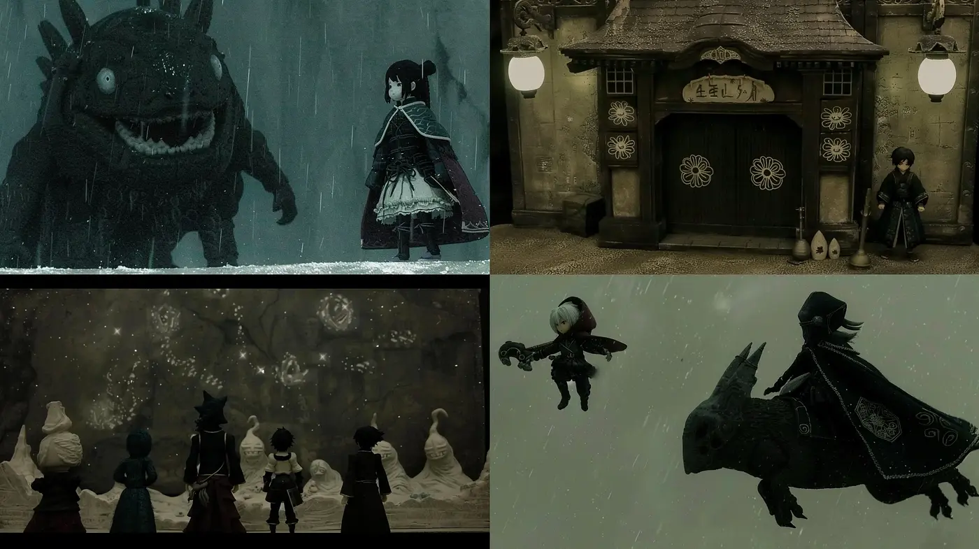 Mystical Nocturne: A Fusion of Eastern Animation and Dark Fantasy - Midjourney sref style