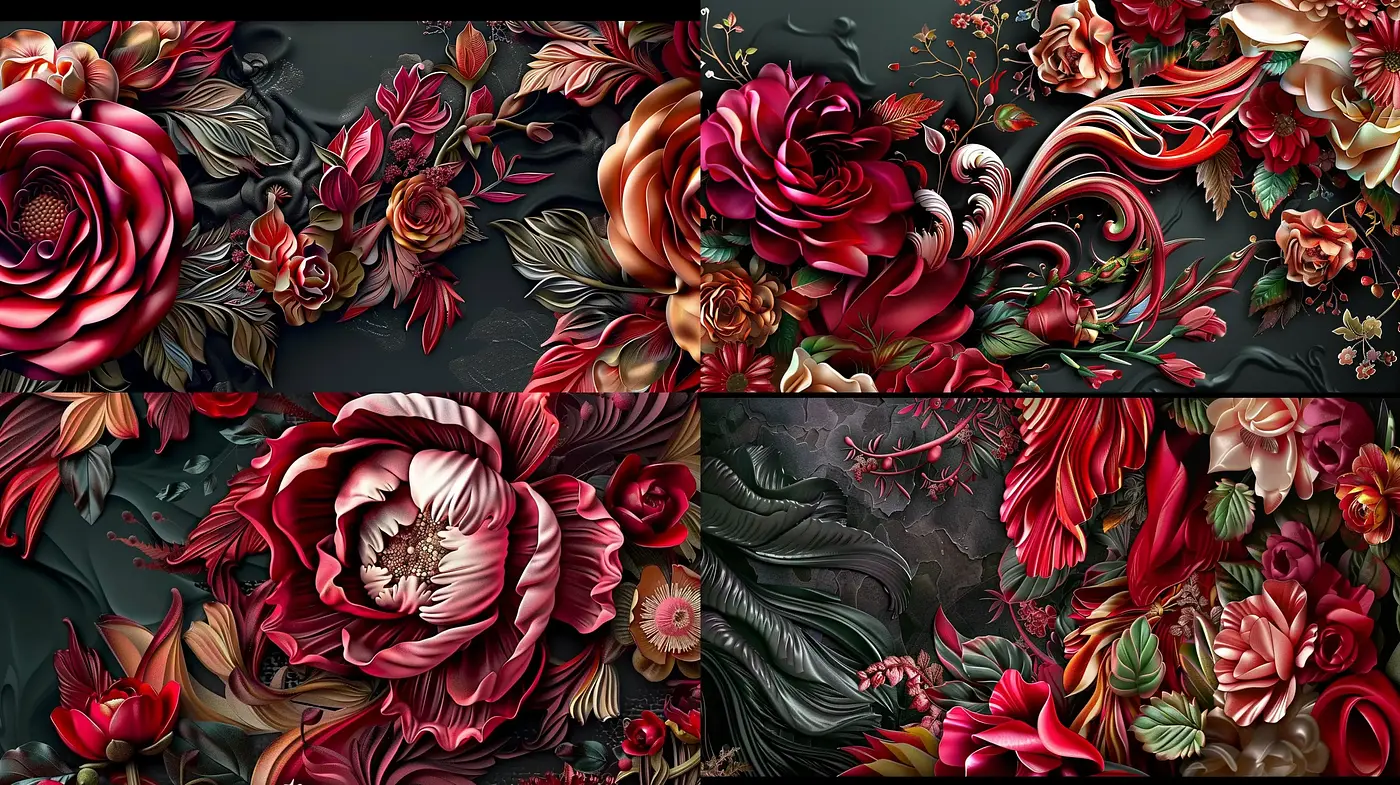 Baroque Flourishes and Luscious Floral Overtones - Midjourney sref style