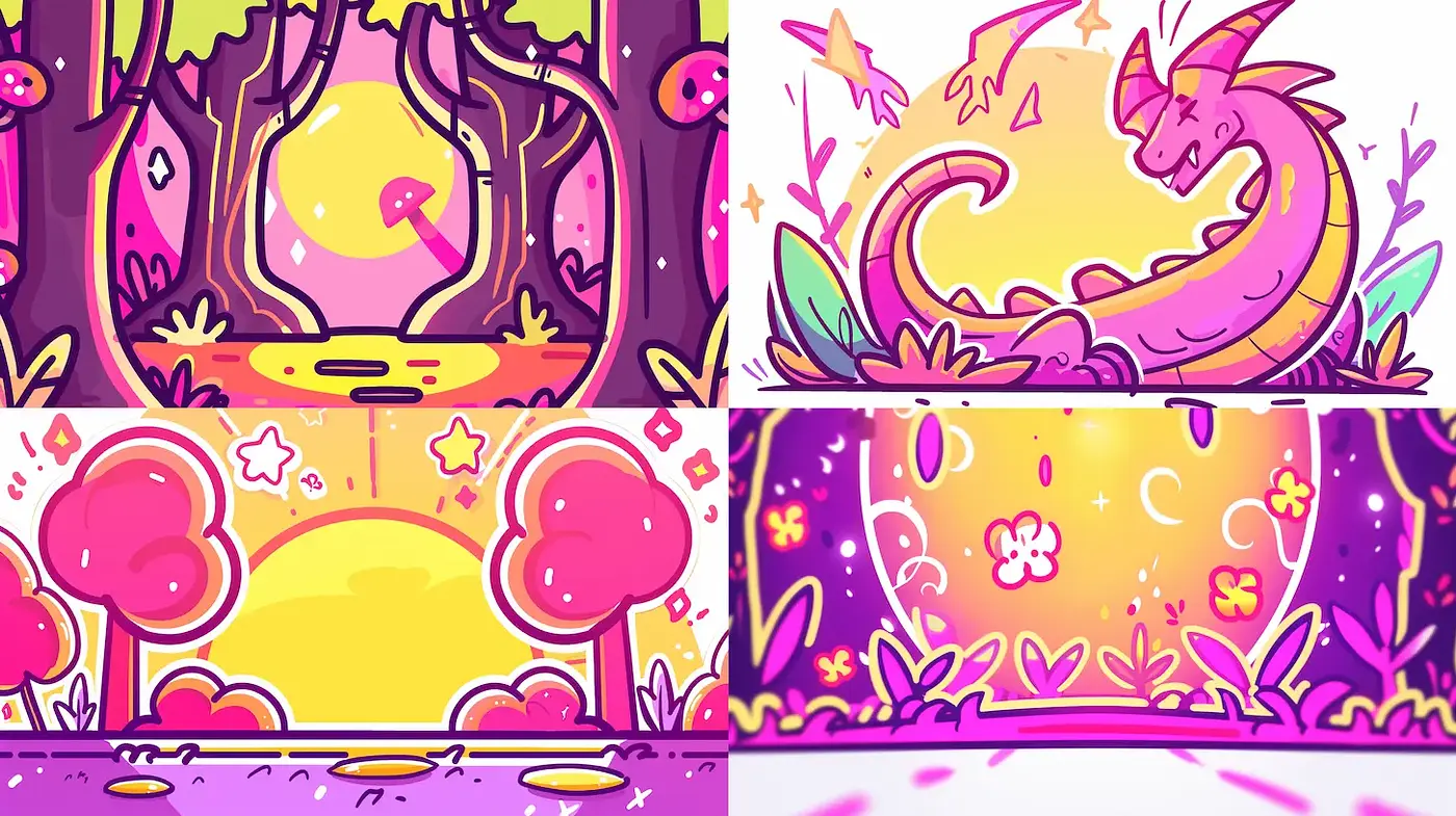 Whimsical and Vibrant Illustration with Playful Elements - Midjourney sref style