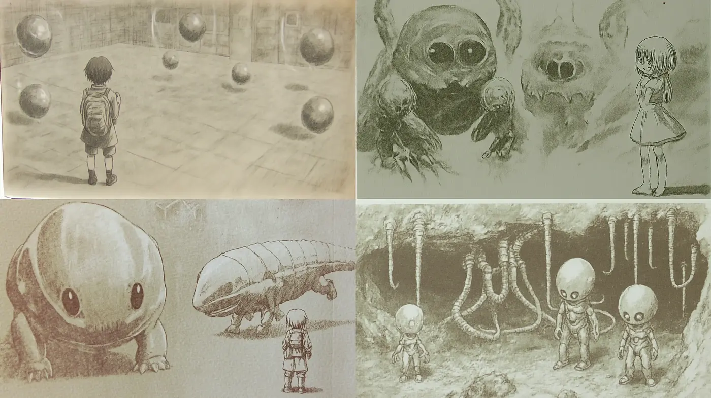 Ethereal Monochrome Dreamscape: A Fusion of Surrealism and Manga Techniques - Midjourney sref style