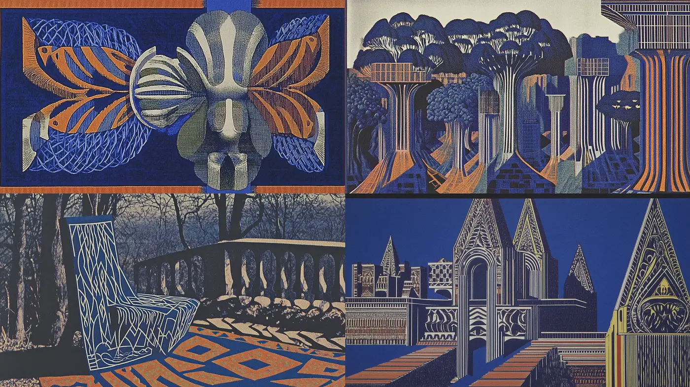 Enigmatic Blue Hues: A Homage to Architectonic Expressionism - Midjourney sref style