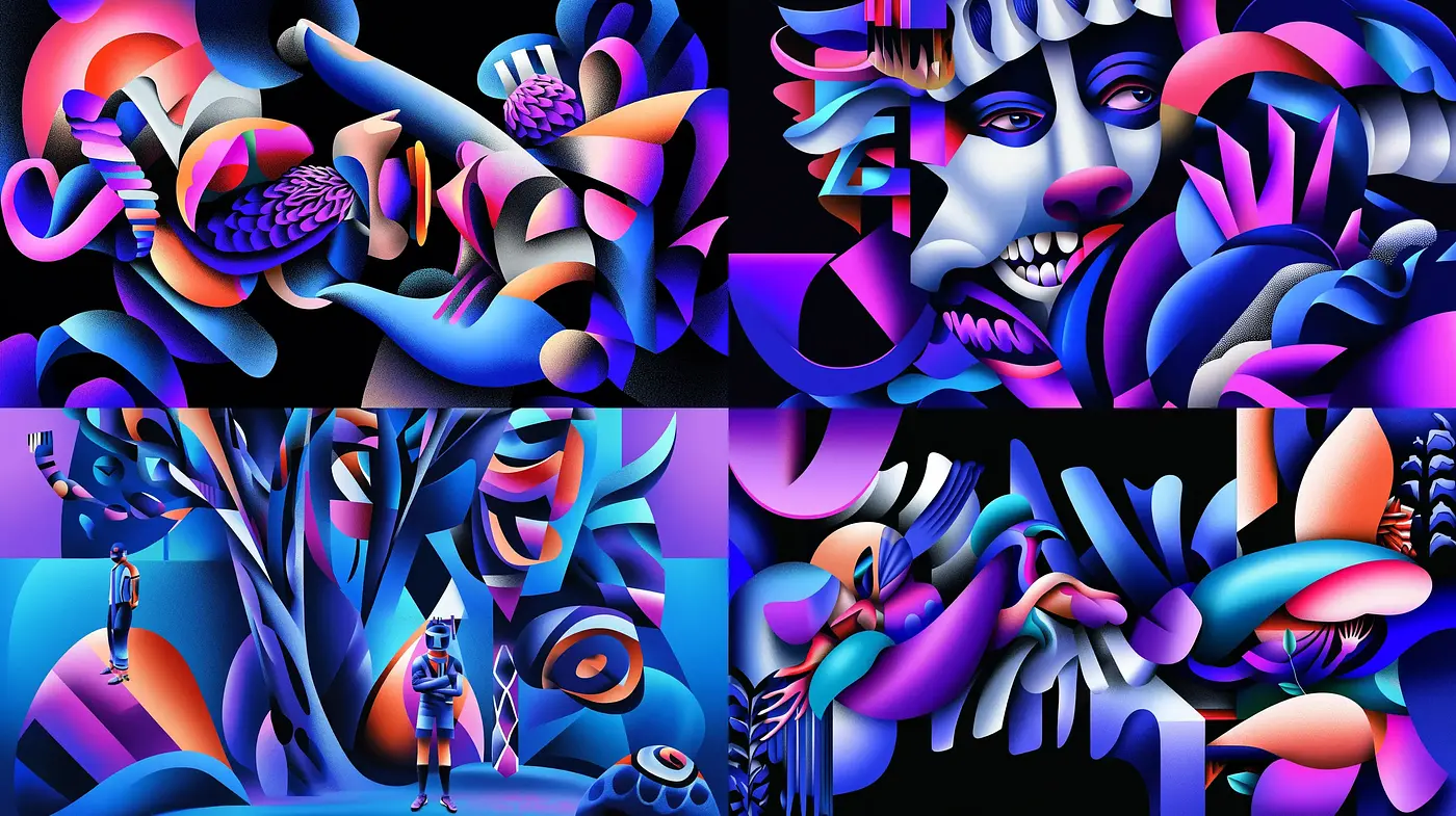Kaleidoscopic Odyssey: A Journey Through Abstract Neon Dreams - Midjourney sref style