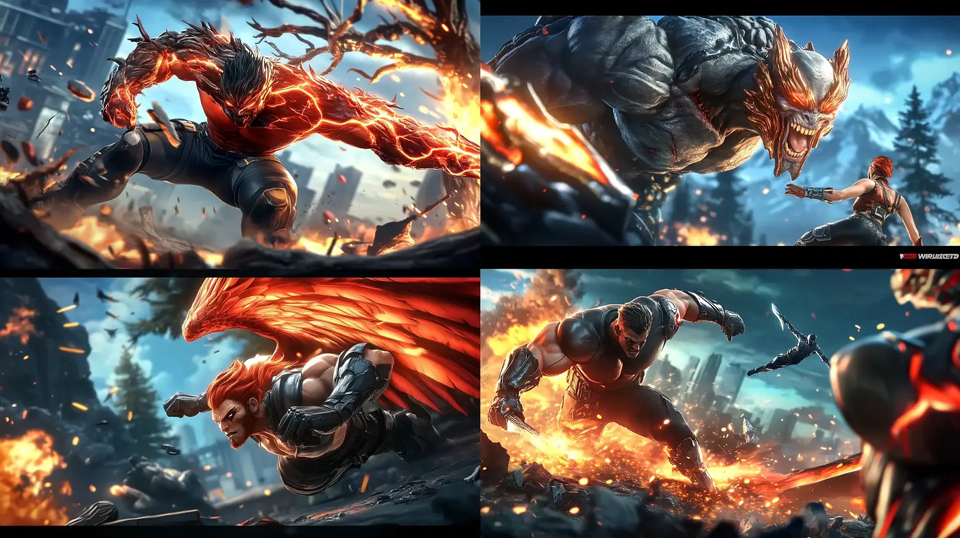 Dynamic Heroic Fantasy Fire Battles - Midjourney sref style