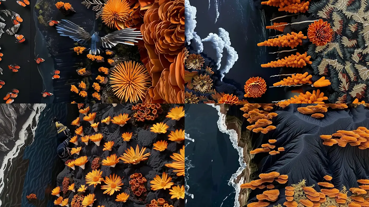 Botanical Dreamscapes in Surrealist Fusion - Midjourney sref style