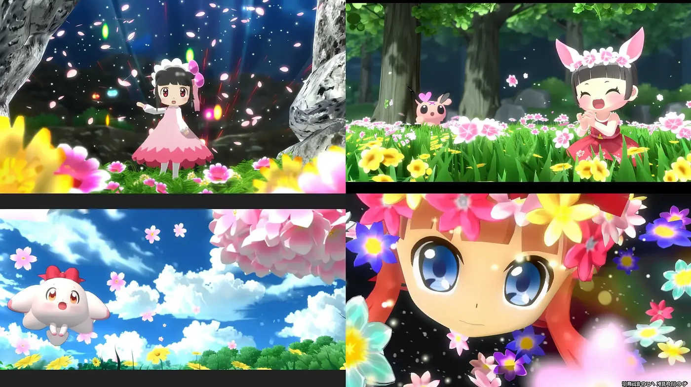 Radiant Fantasy Bloom: A Blossoming of Vivid Anime Sceneries - Midjourney sref style