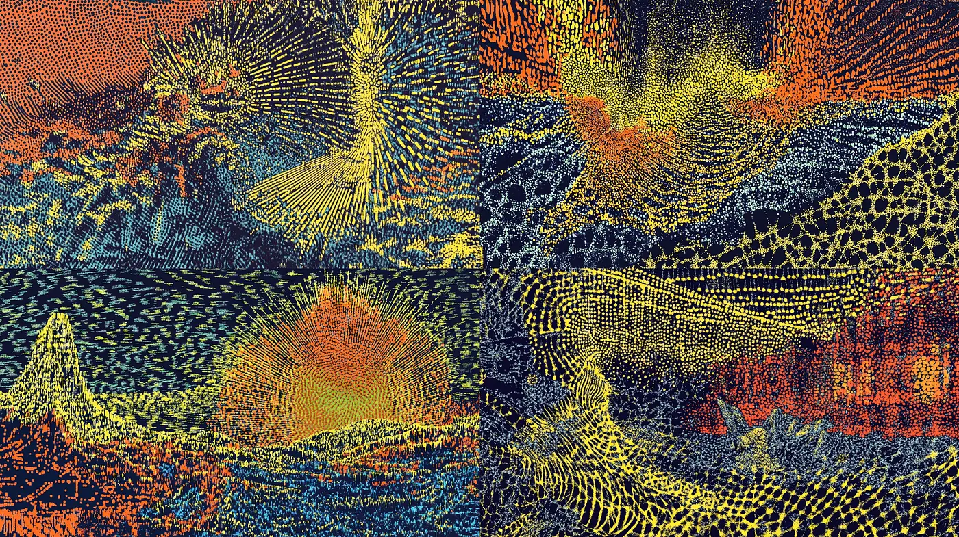 Abstract Tapestry of Interwoven Hues - Midjourney sref style