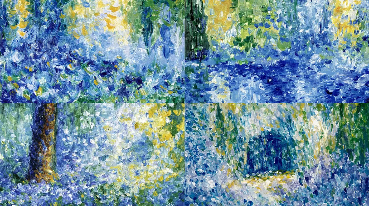 Brushstroke Symphony in Blues and Yellows - Midjourney sref style