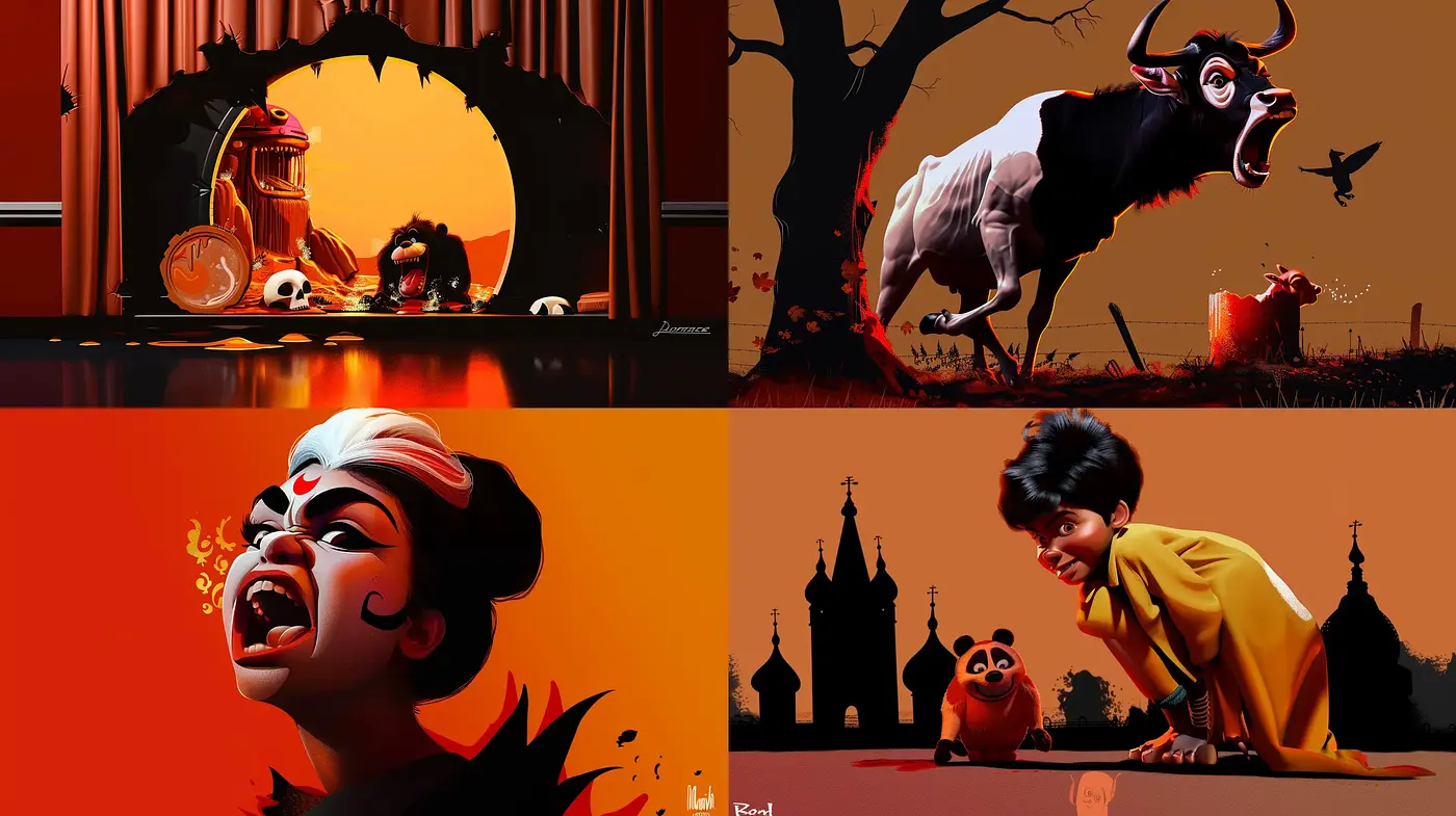 Contemporary Dramatic Silhouettes with a Vibrant Sunset Palette - Midjourney sref style