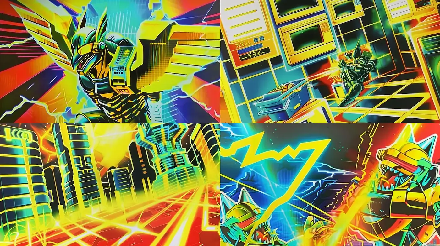 Vibrant Futuristic Neon Aesthetics with Comic Influence - Midjourney sref style
