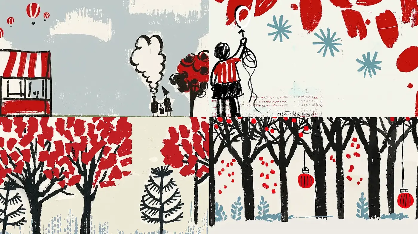 Charming Whimsical Illustrations with a Playful Aesthetic - Midjourney sref style