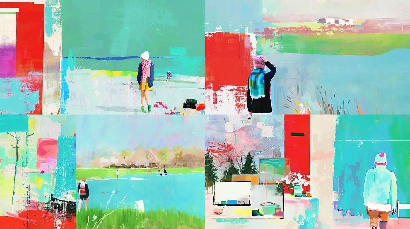 Abstract Fusion of Vivid Hues and Textured Impasto - Midjourney sref style