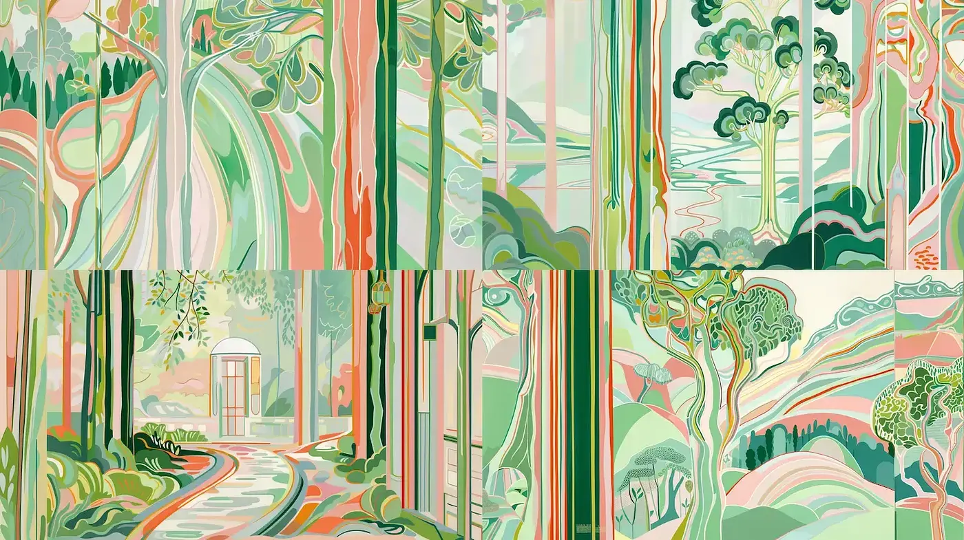 Vibrant Interpretation of Nature with Exaggerated Forms and Lines - Midjourney sref style
