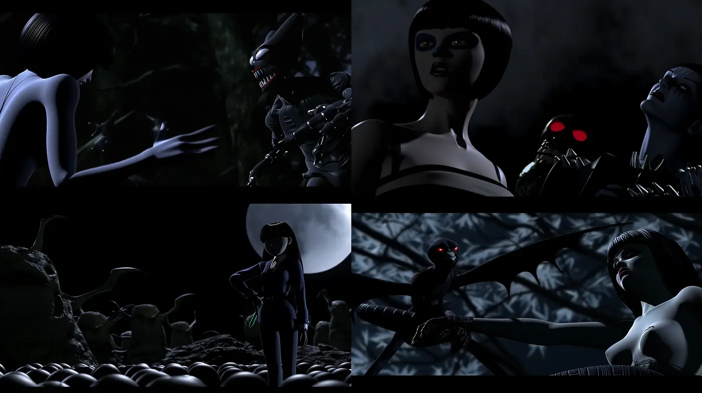 Noir-Inspired Sinister Cinematic Visuals - Midjourney sref style