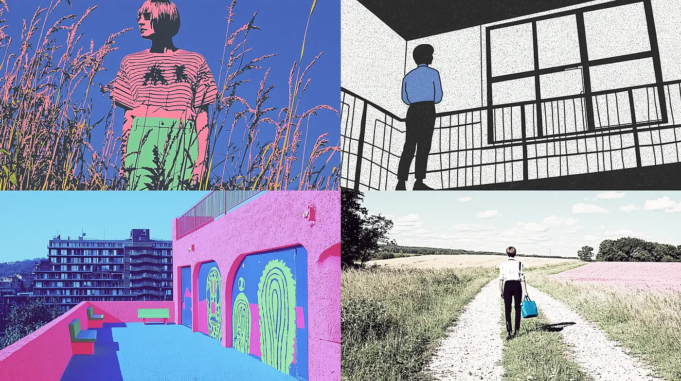Saturated Graphic Novel Realism with a Pastel Retro Vibe - Midjourney sref style