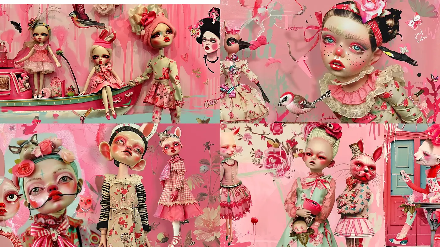 Delicate Fantasy in Pastel: Toy-Inspired Surrealism Blending Dreamlike Nostalgia and Whimsicality - Midjourney sref style