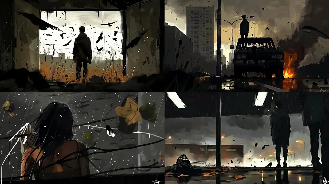 Dystopian Grit: An Homage to Cyberpunk Noir - Midjourney sref style