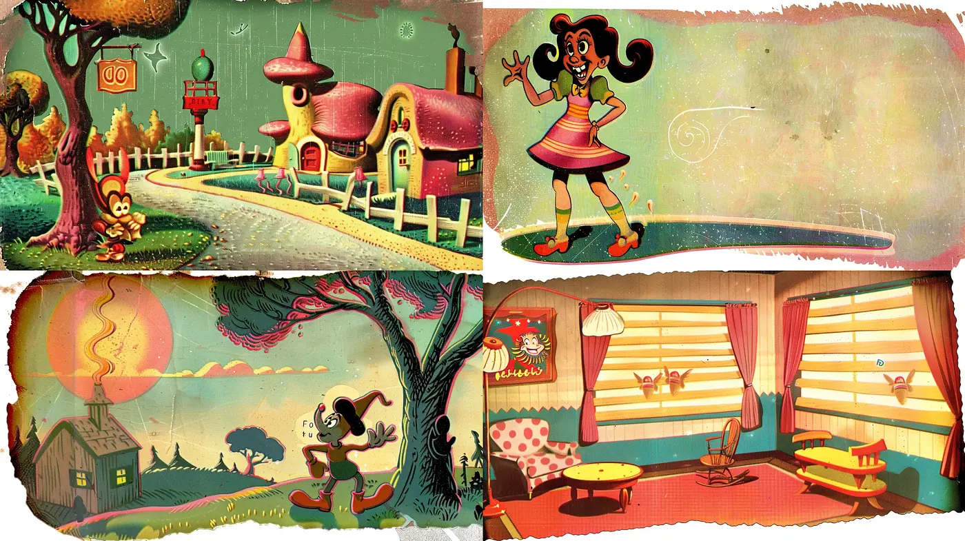 Retro Animation Revival with a Whimsical Feel - Midjourney sref style