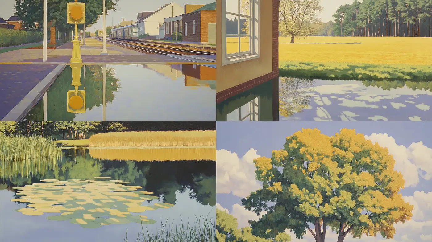 Tranquil Reflections in Harmonious Earth Tones - Midjourney sref style