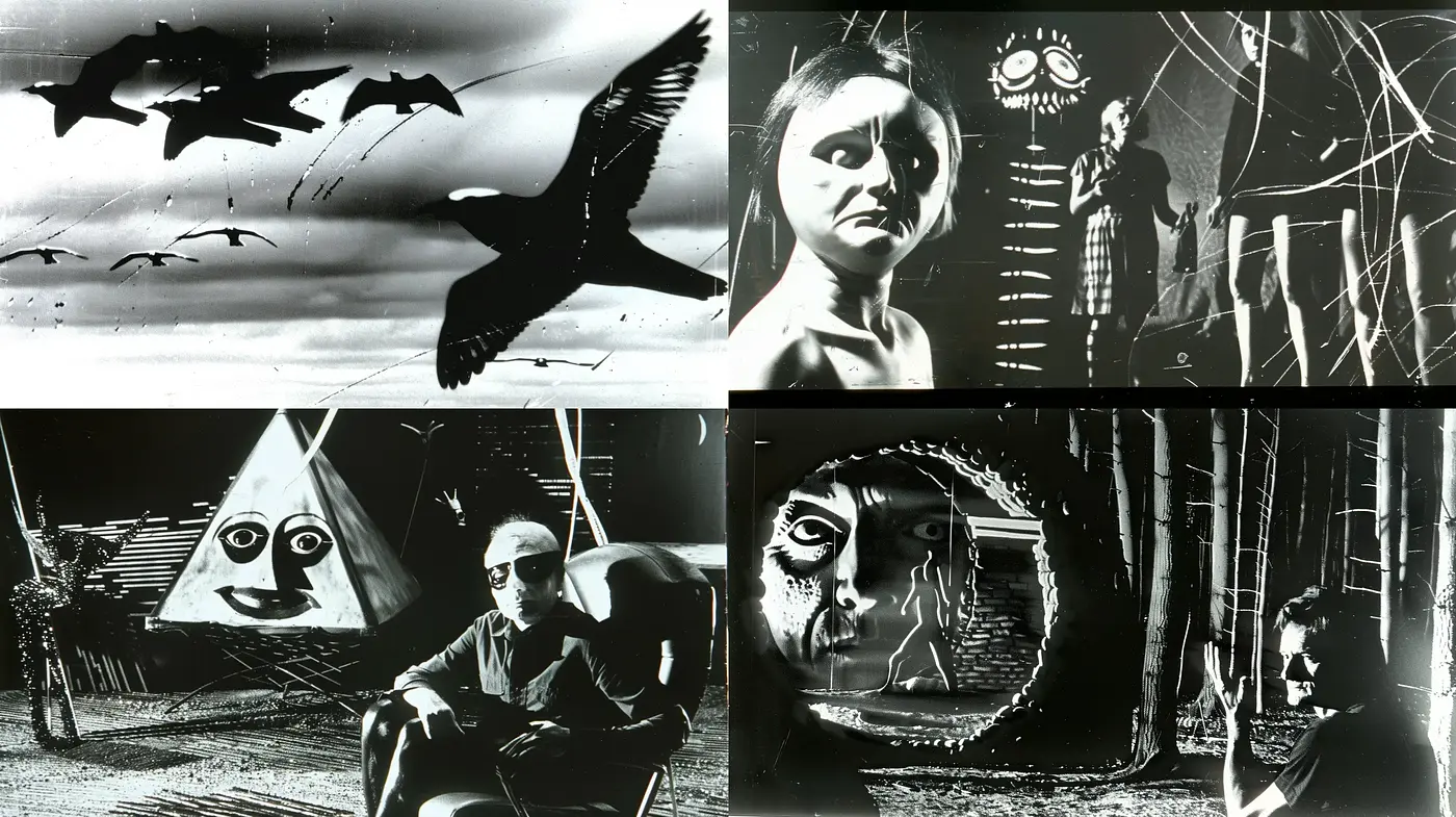 Surreal Shadows and Contrasts in Monochromatic Imagery - Midjourney sref style