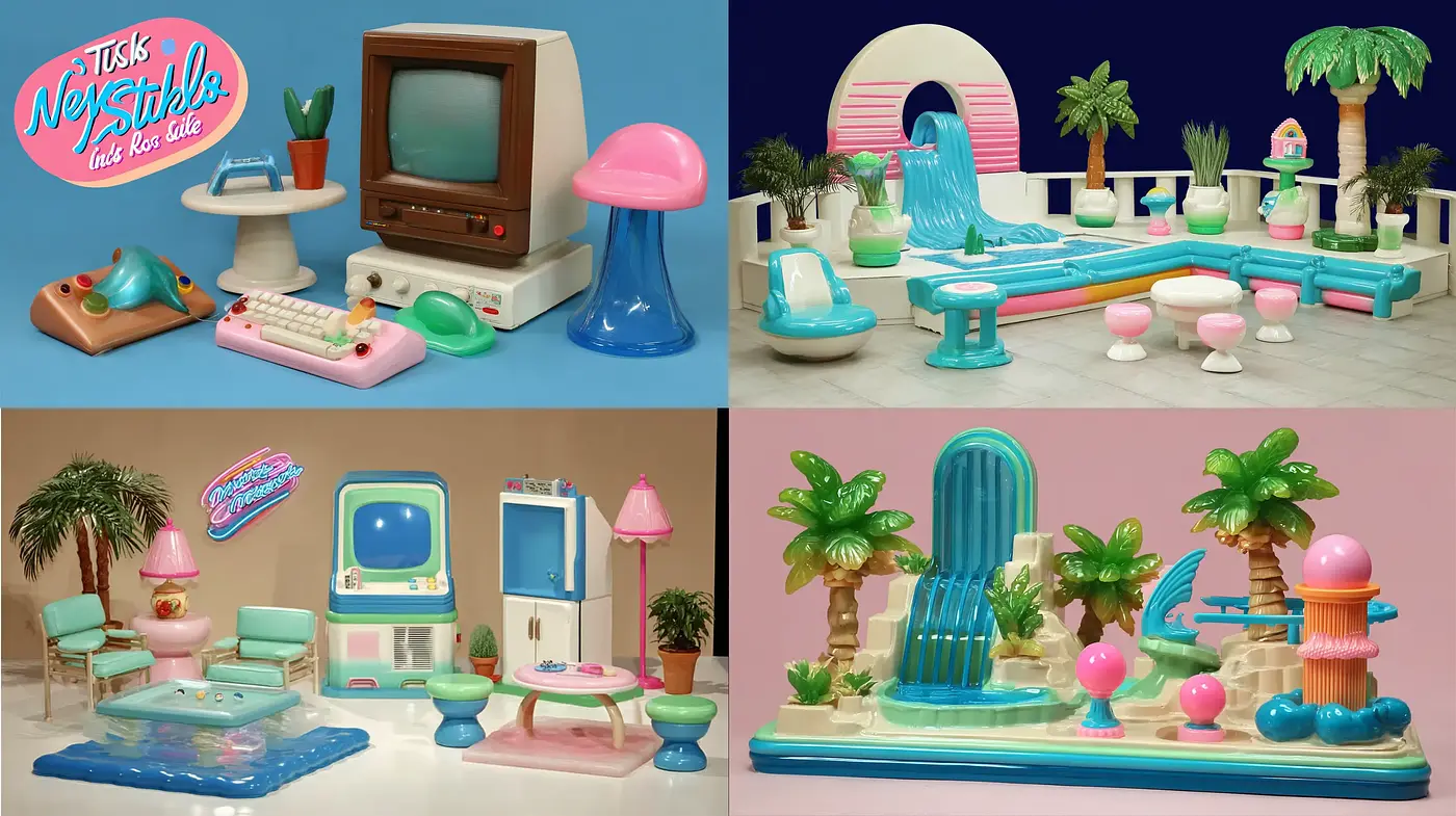 Whimsical Retro Aesthetic with a Playful Color Palette - Midjourney sref style