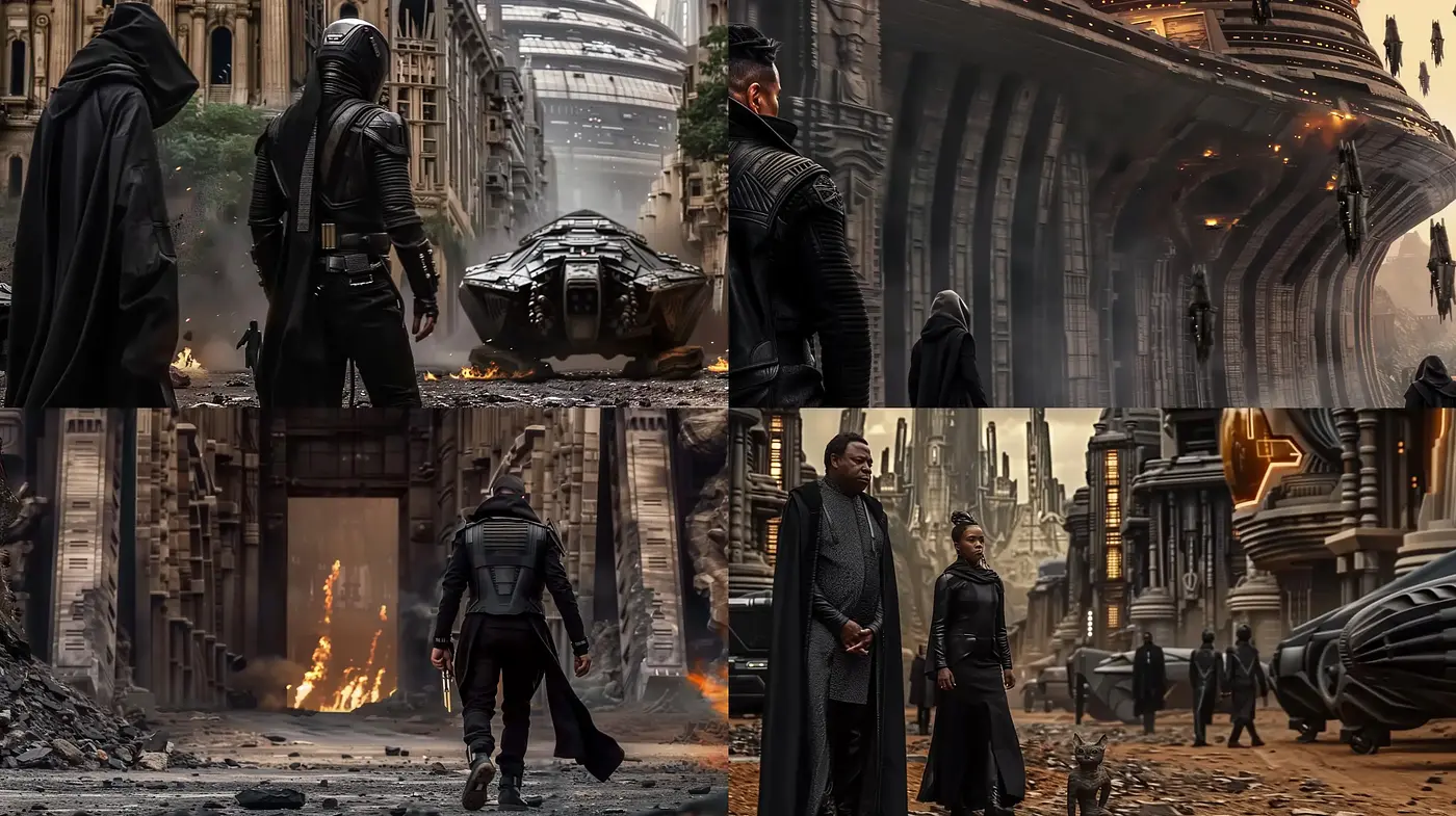 Dystopian Elegance: A Fusion of Neo-Gothic Architecture and Futuristic Decay - Midjourney sref style