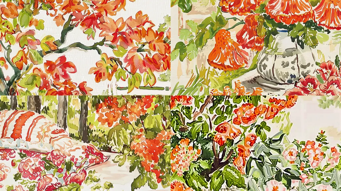 Lush Floral Brushwork with Warm Vintage Overtones - Midjourney sref style