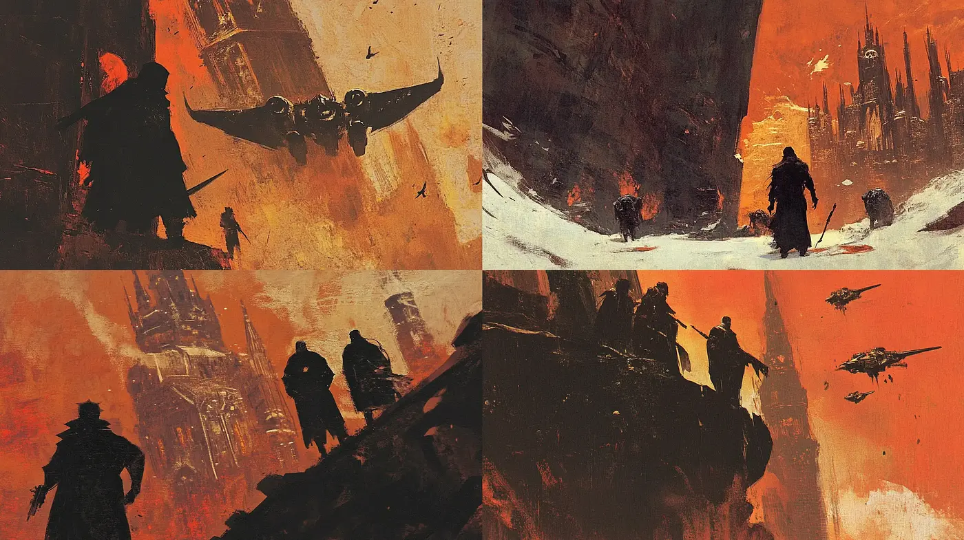 Warm-Toned Apocalyptic Visions: A Cohesive Exploration of Desolation and Decay - Midjourney sref style