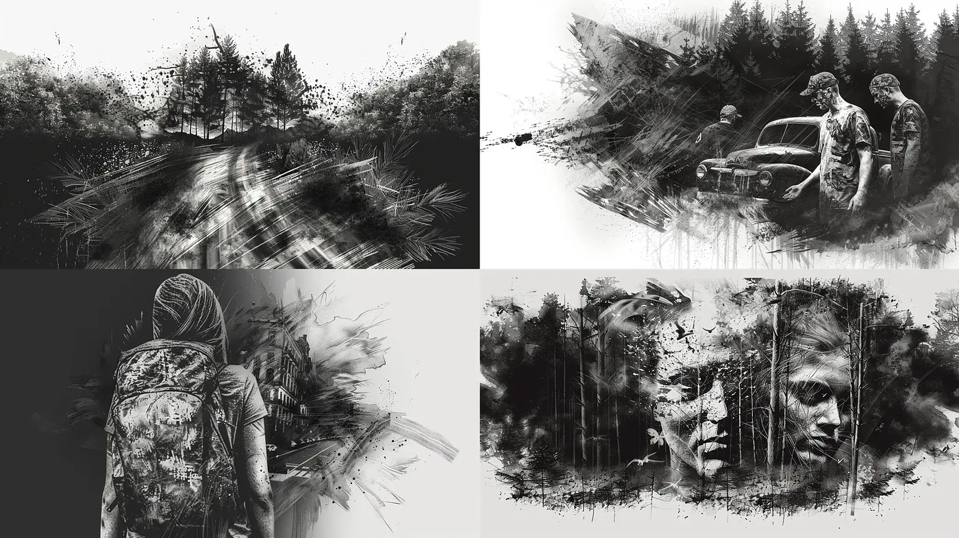 Monochromatic Essence of Emotive Textures - Midjourney sref style