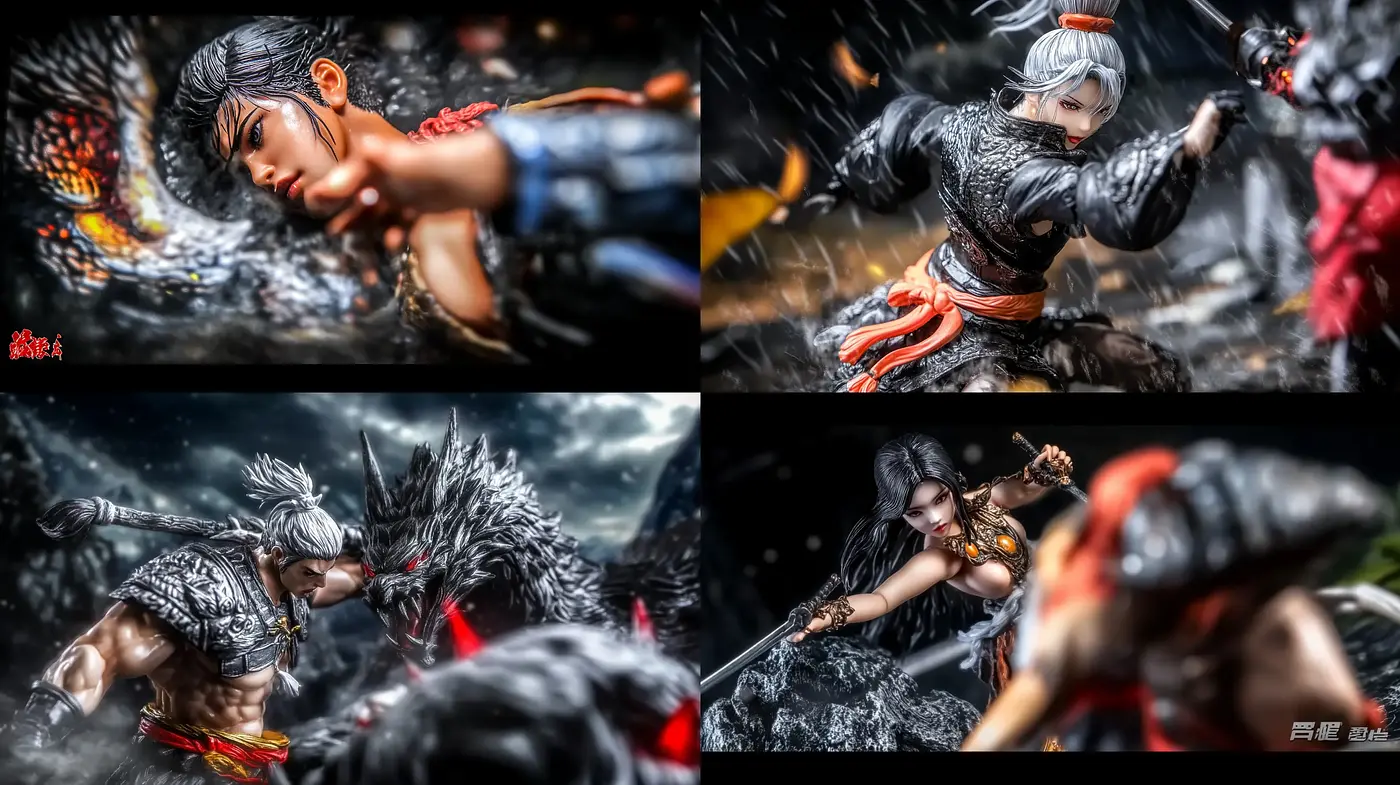 Dynamic Battle Scene with Hyper-Realistic Detail - Midjourney sref style