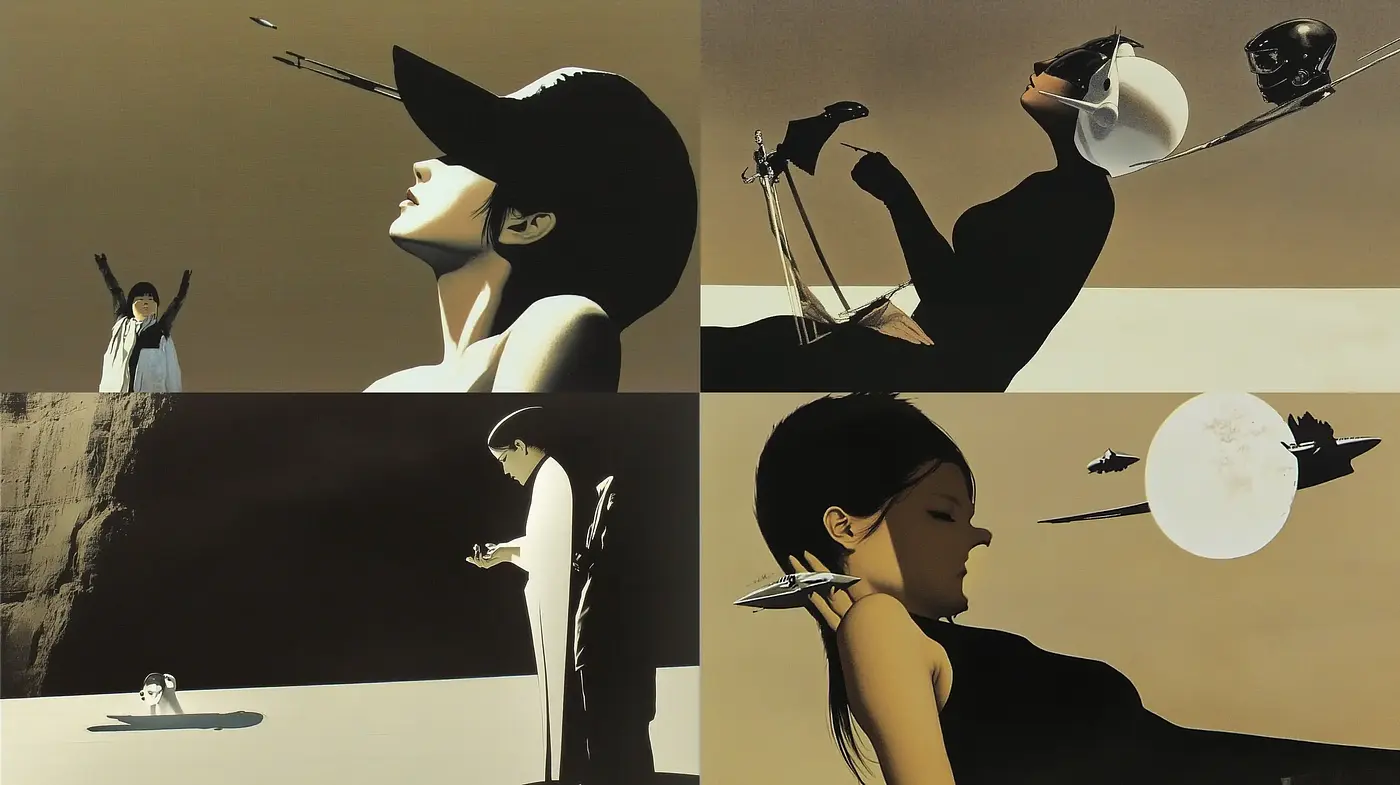 Monochromatic Silhouette Drama with Cinematic Contrast - Midjourney sref style
