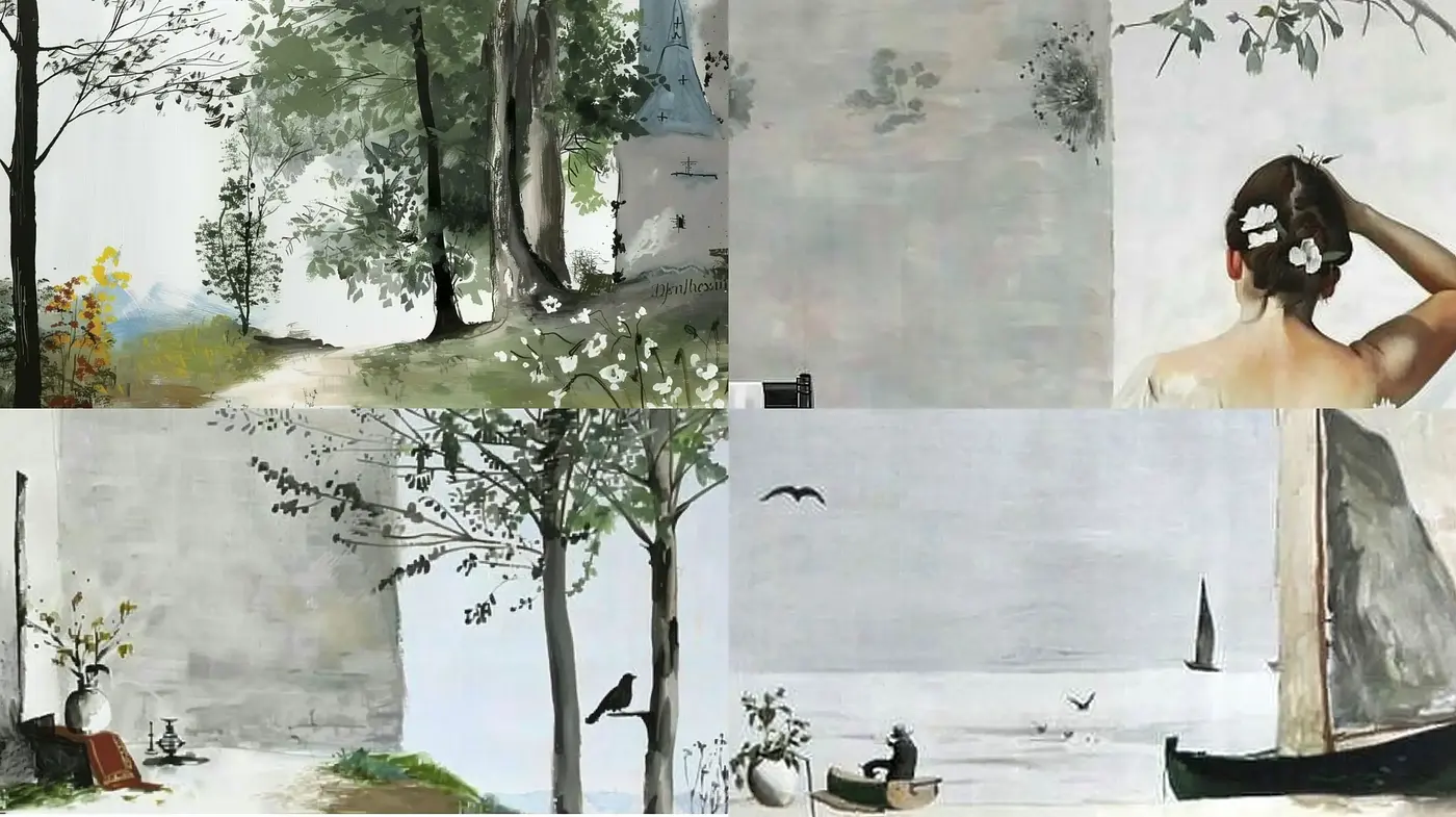 Ethereal Monochrome Vistas: A Study in Tranquil Shades of Gray - Midjourney sref style