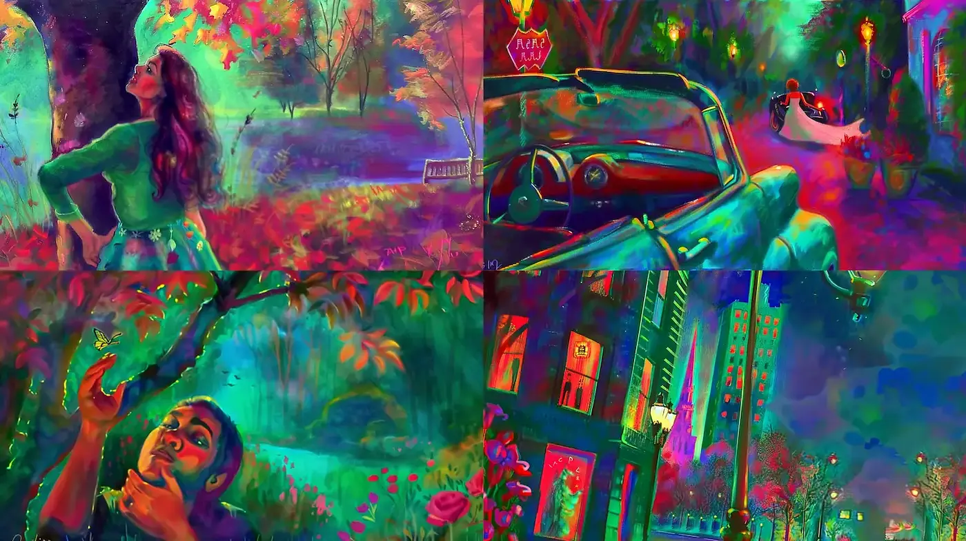 Vibrant and Dreamlike Visual Composition with Impressionistic Flare - Midjourney sref style