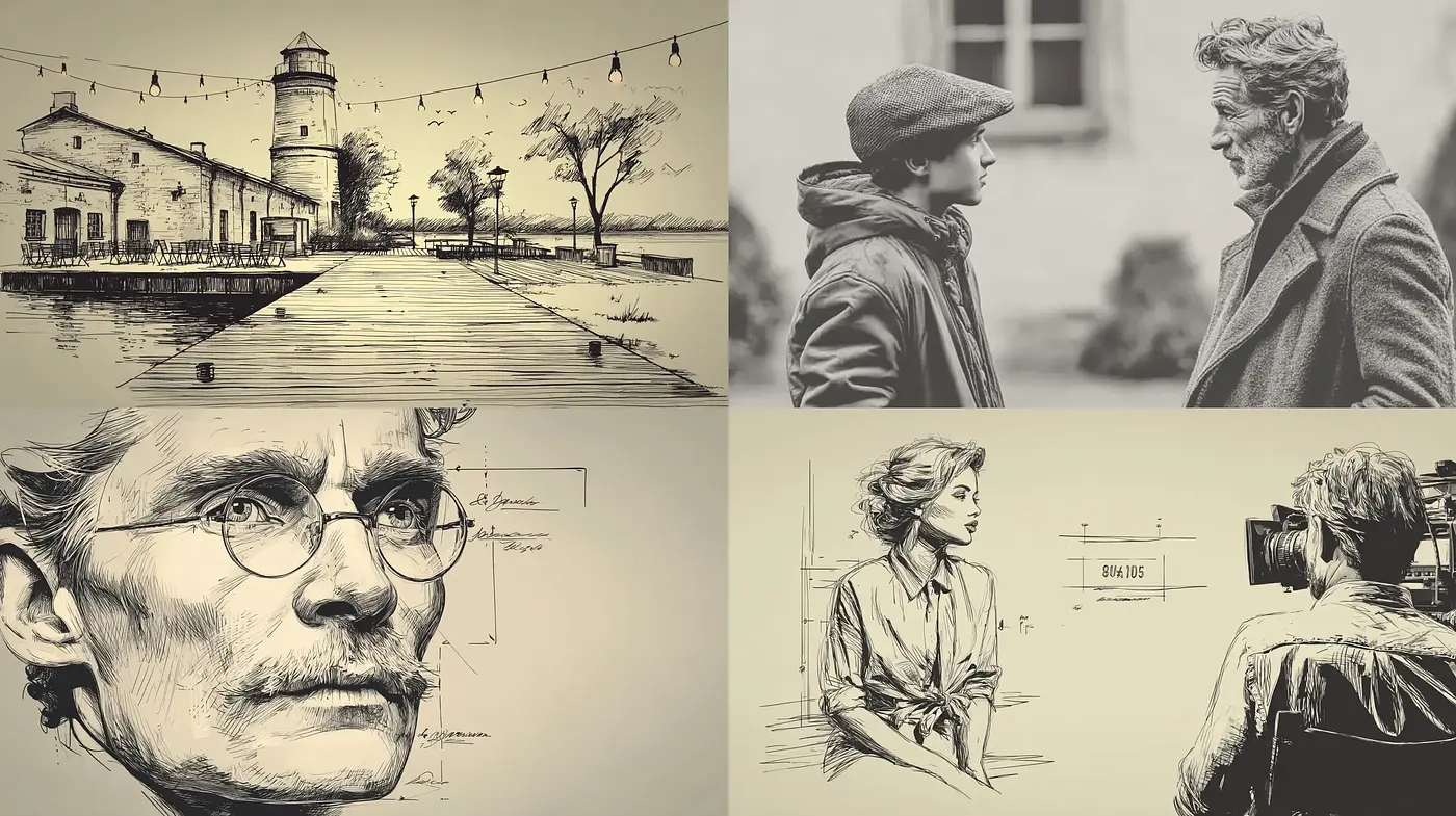 Artistic sketches with a vintage narrative style - Midjourney sref style