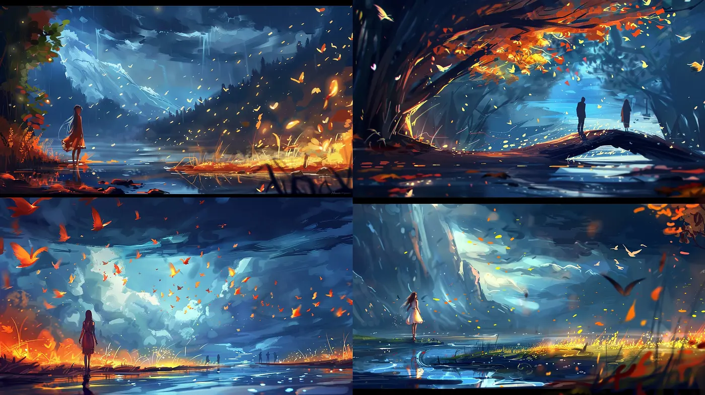 Whimsical Twilight: A Poetic Dance of Colors and Light in a Dreamy Landscape - Midjourney sref style