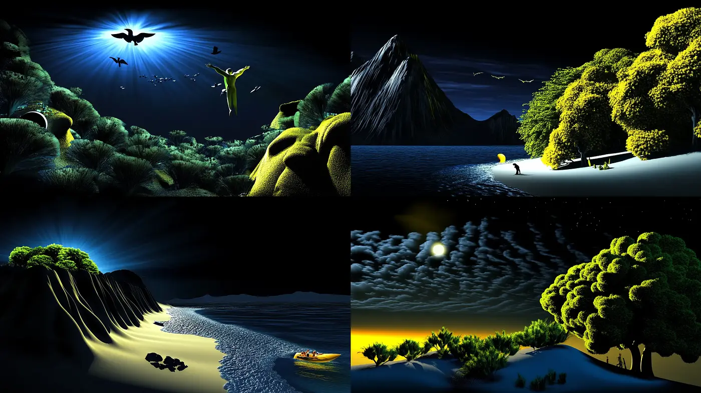 Luminous Nightscapes with Surreal Vivacity - Midjourney sref style